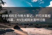网曝黑料王今晚大事记，不打烊真相内幕，大V丑闻网友直呼过瘾