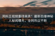 黑料王视频重磅来袭！最新劲爆神秘人秘闻曝光，全网热议不断