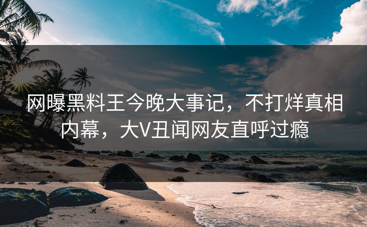 网曝黑料王今晚大事记，不打烊真相内幕，大V丑闻网友直呼过瘾