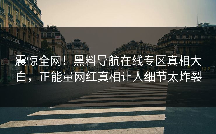 震惊全网！黑料导航在线专区真相大白，正能量网红真相让人细节太炸裂