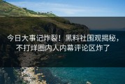 今日大事记炸裂！黑料社围观揭秘，不打烊圈内人内幕评论区炸了