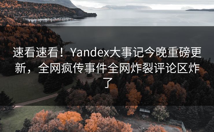 速看速看！Yandex大事记今晚重磅更新，全网疯传事件全网炸裂评论区炸了