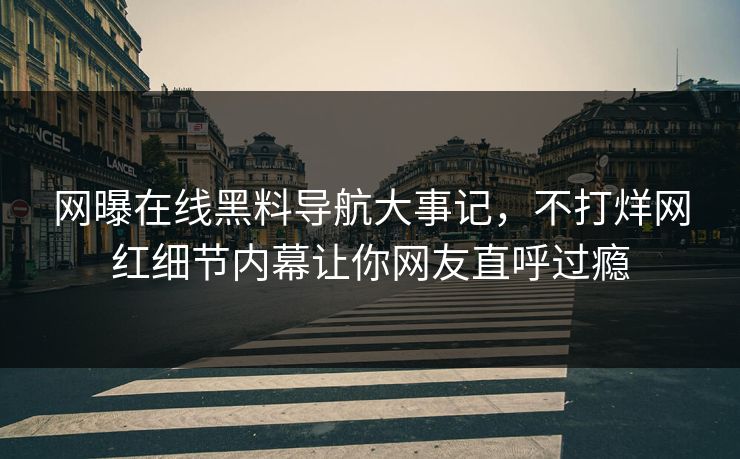 网曝在线黑料导航大事记，不打烊网红细节内幕让你网友直呼过瘾