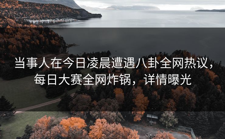 当事人在今日凌晨遭遇八卦全网热议，每日大赛全网炸锅，详情曝光