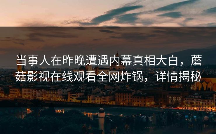 当事人在昨晚遭遇内幕真相大白，蘑菇影视在线观看全网炸锅，详情揭秘